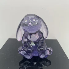 Fenton Art Glass Amethyst Floppy Purple Bunny Floral Flowers Signed W/ Sticker