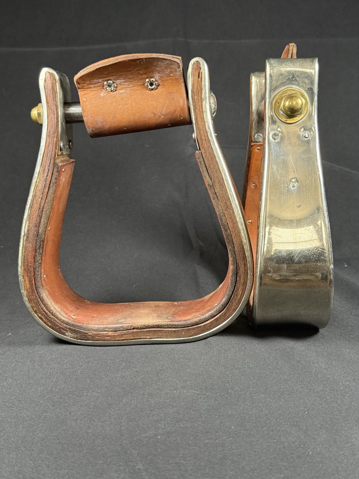 Vtg Engraved Diablo Silver Western Saddle Stirrups 2 inch