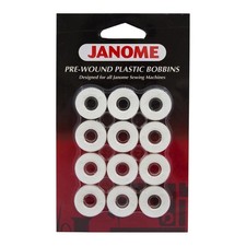 12 Pack Pre-Wound Plastic Bobbins White Thread 80 Yards Polyester