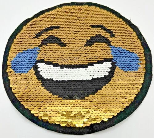 Aufnäher XL Patch Smiley mit Wendepailletten rund 17cm in 2 Ausführungen - Bild 11 von 14