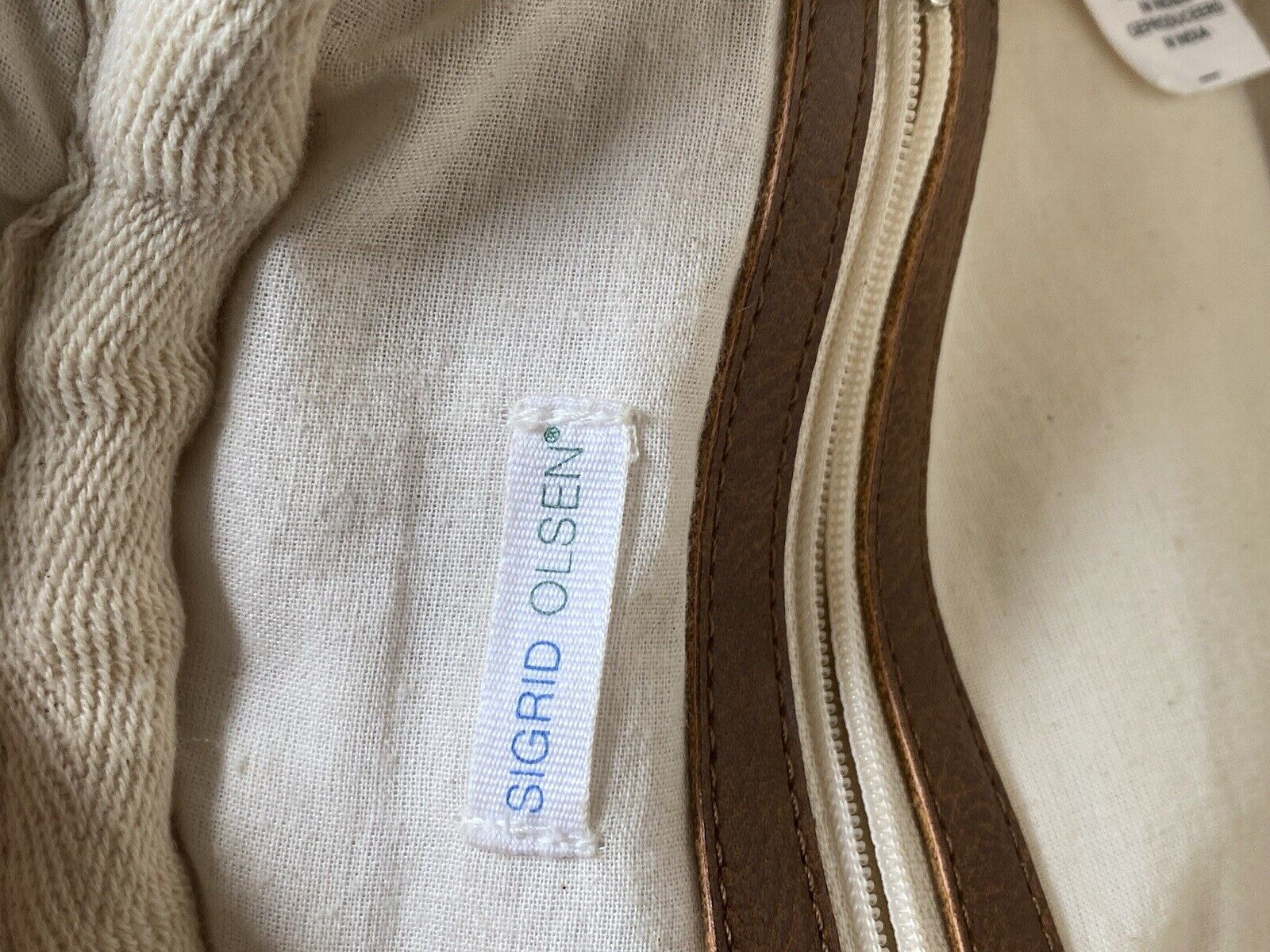 Sigrid  Olsen boho macrame purse backpack white b… - image 7