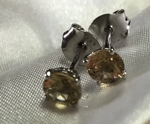 1  Ct, Marialite Earrings, Stud In Platinum Overlay Sterling Silver, Butterfly