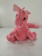 Vintage 1997 AVON Pink Plush Dragon Dino 12" Stuffed Animal Metallic