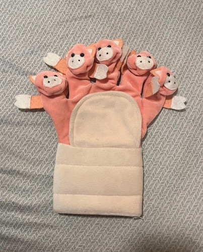 Peluche giocoso Chrisha 1988 5 porcellini adulti mano dito pupazzo guanto giocattolo