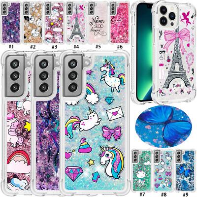 Case for Samsung Galaxy S22 Ultra S21 S20 FE Liquid Bling Shockproof Phone Cover