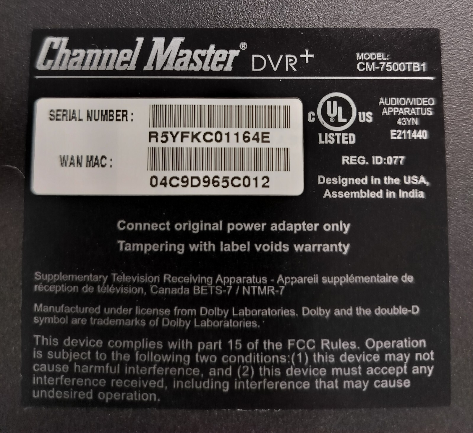 Channel Master DVR+ 1TB OTA DVR & Streaming Player Black With WiFi