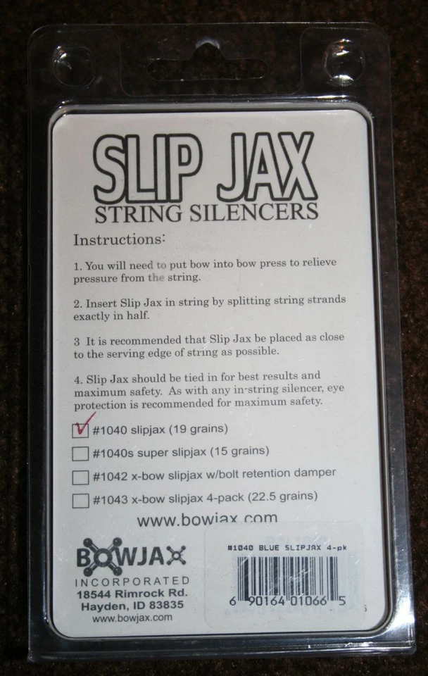 BowJax Slip Jax string silencer 1040 blue new 4 pack 19 grain - Image 3 of 3
