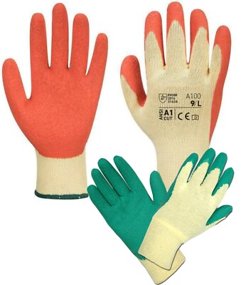 24 Paar latexbeschichtete Sicherheitshandschuh Gartenhandschuhe Herren Griff Bauherren Gartenarbeit