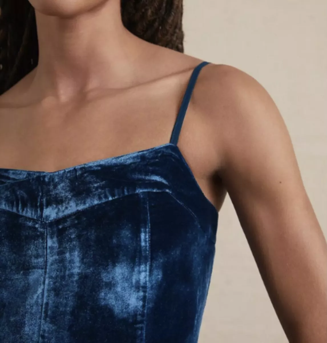 Anthropologie blue velvet jumpsuit hotsell