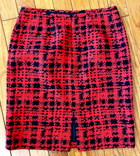 Tahari Arthur S. Levine Red & Black Lined Pencil Skirt size 10 - Picture 2 of 2