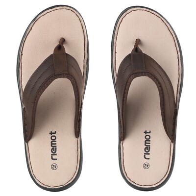 riemot Herren Echt-Leder Flipflops Beach Sandalen Zehentrenner Badelatschen