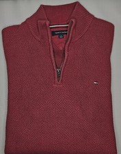 Mens Tommy Hilfiger Long Sleeve 1/4 Zip Waffle Weave Sweater Size Large