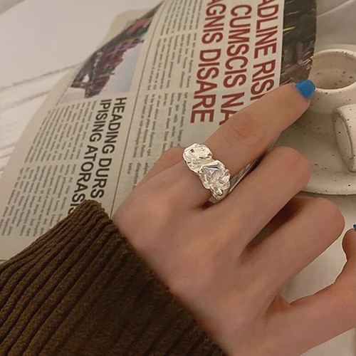 New Silver Color Ring Women Fashion Irregular Metal Geometric Creative Open Ring - Photo 5 sur 6