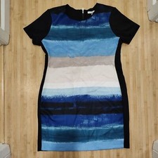 REED Multicolor Panel Black Back "Scuba" Fabric Dress Stretch Back Zipper XL NWT