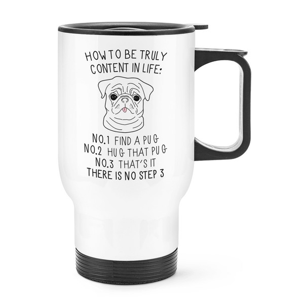 How To Sein Wirklich Inhalt In Leben Mops Reisetasse Tasse Mit Griff - Lustig-image