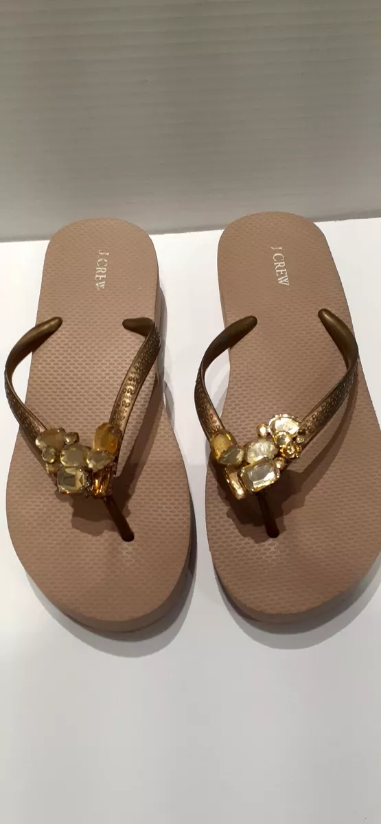 J crew gold flip on sale flops
