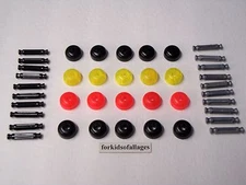 KNEX Lot: HEAD TOPS Headlights w/Black and Silver 1 5/16" Rods 40 Parts / Pieces