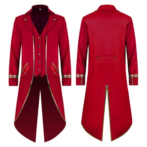 Para hombres Chaqueta Gótica Esmoquin Steampunk Abrigo Largo Halloween Medieval Disfraz Vestido - Imagen 20 de 23