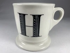Anthropologie H Monogram Mug Initial Letter Coffee Cup Shaving Heavy Ceramic EXC