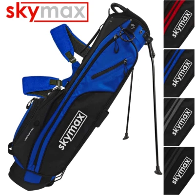 SKYMAX AIR ULTRALEICHTE 4-WEGE GOLFSTÄNDER TRAGETASCHE + REGENHAUBE & 5 TASCHEN