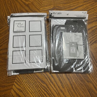 48 Studio His & Hers Black Favor Boxes With Ribbon & Labels NOS