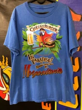 Vtg Jimmy Buffett Cheeseburger Margaritaville In Paradise Blue Shirt