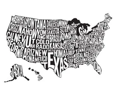 USA Map. United States of America Map wall decal. Office Wall Decor. Kid's Room.