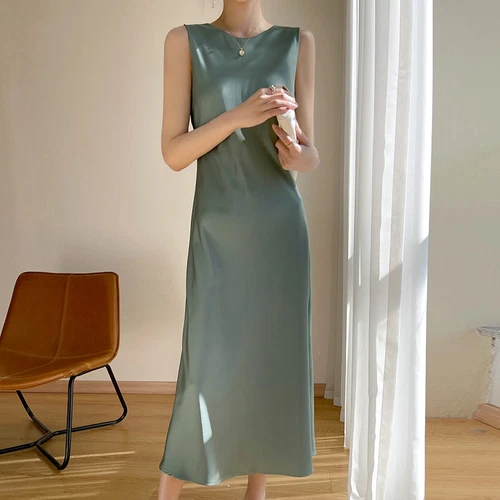 Damen Sommer A-Linie Langes Kleid Camisole Slip Hohe Taille Ärmellos Rundhals Neu - Bild 4 von 23