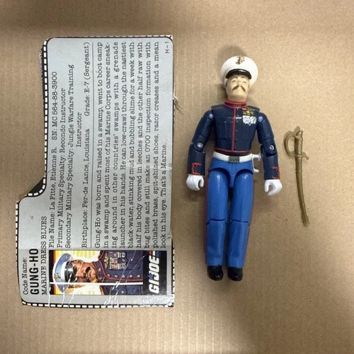 Vintage 1987 GI Joe GUNG-HO Marine Dress Blues - Complete with File Card