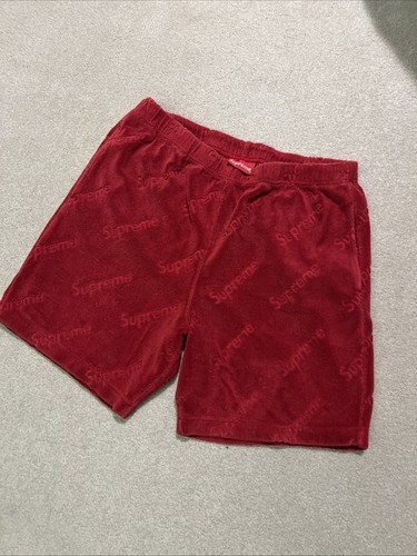 Supreme Terry Short SS20 size Large small shorts Red Jacquard AOP logo