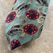 Vintage Liberty of London Paisley Pattern Tie Green USA Made 100% Silk 57โ EUC