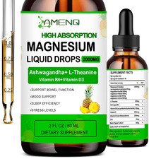 Liquid Magnesium Supplement, Organic 5-in-1 Magnesium Complex Drops   Glycinate,