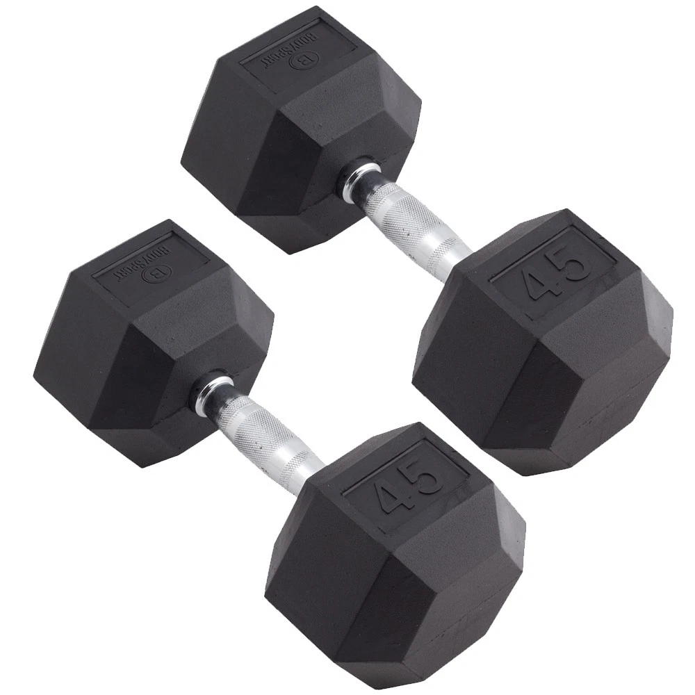 Body Sport Rubber Encased Hex Dumbbell Weight – Exercises – 45 lb Pair
Opens in a new window or tab