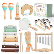 Wooden Musical Instruments for Toddlers 1-3, Montessori Percussion Set with X...