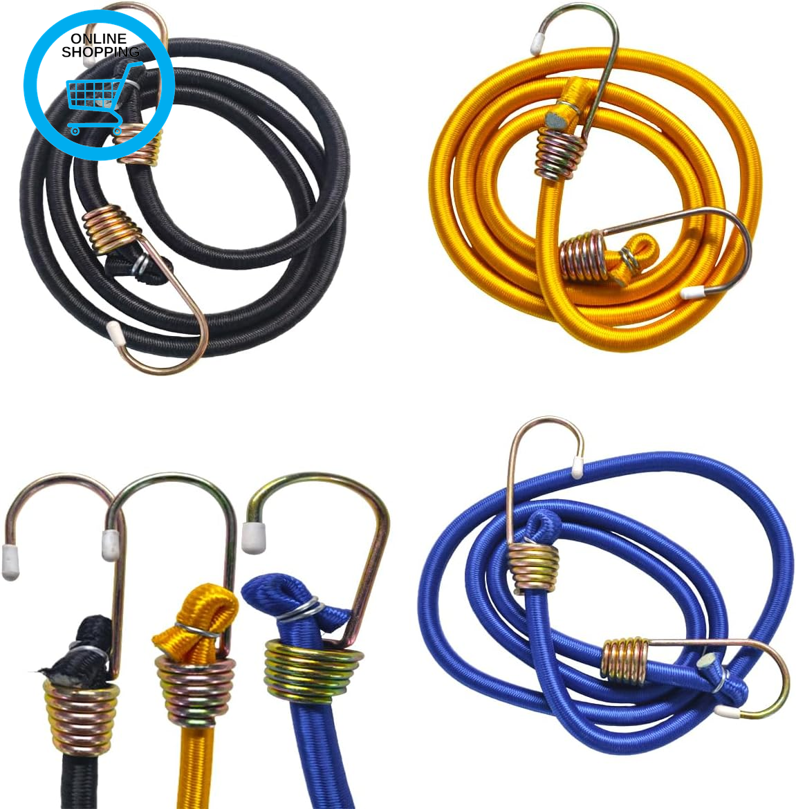 Bungee Cord with Hooks Heavy Duty Bungee Rope 52’’ (132Cm) Multi-Purpose Elastic