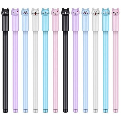 24 Pcs 0.38 mm Cute Cat Pen Gel Pens Black Ball Point Pens for School Office ...