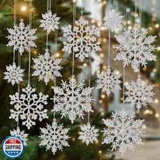 Shatterproof Silver Snowflake Ornaments for Christmas Tree Decor
