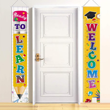 Welcome Back to School Decorations Party Hanging Banners Set - Welcome Ready to