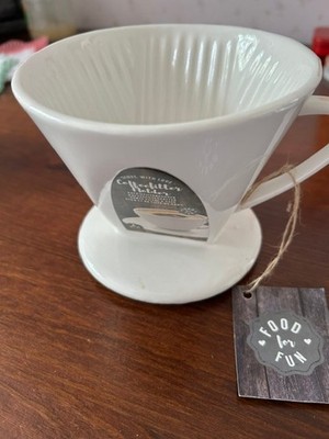 Fit for fun Porzellan Kaffeefilter Nr.4  -  Weiß 1 Loch neu