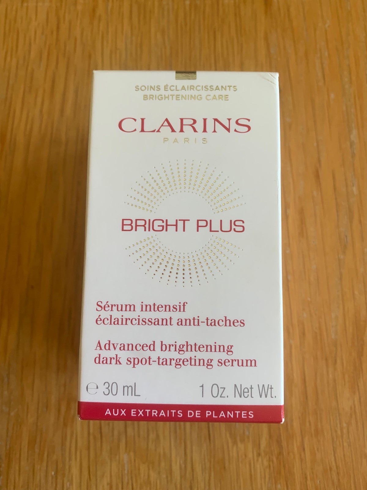 Boxed CLARINS Bright Plus Advanced Brightening Dark Spot Targeting Serum 30ml
