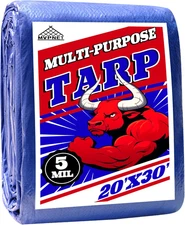Tarp 20X30 Ft 100% Waterproof Uv Resistant High Durability Multipurpose 5Mil Blu