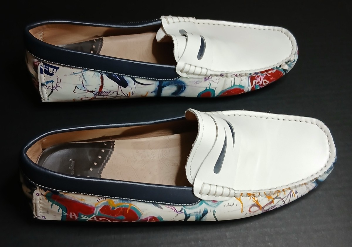 Robert Graham RGS5053 Mens White Loafers & Slip Ons Shoes Sz 