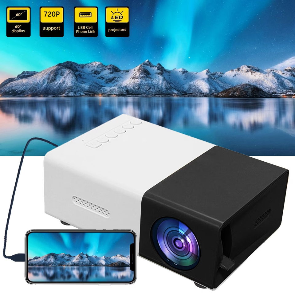 Mini Projector 1080P Full HD 600 Lumens iOS Android USB Home Cinema ...