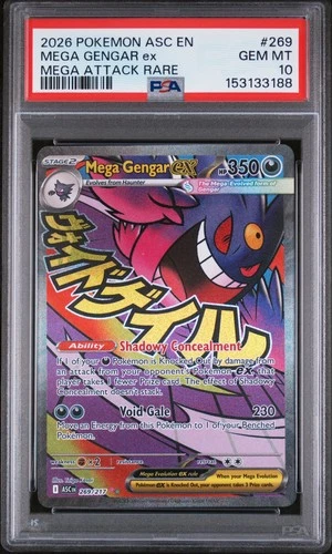 2026 POKEMON ASC EN-ASCENDED HEROES MEGA ATTACK RARE #269 MEGA GENGAR EX PSA 10