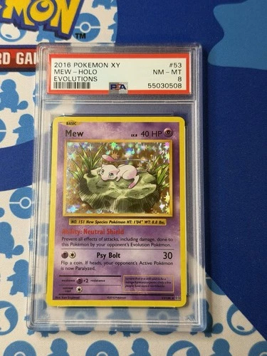 2016 POKEMON XY EVOLUTIONS #53 MEW HOLO PSA 8 Graded FAST SHIPPING FREE
