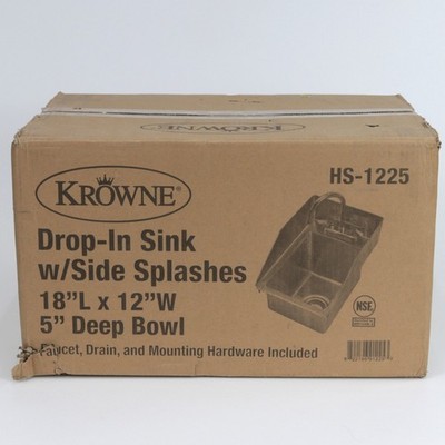 Krowne HS-1225 Drop-In Sink Side Splashes 18'' L x 12'' W x 5''D w/ Faucet & Drain
