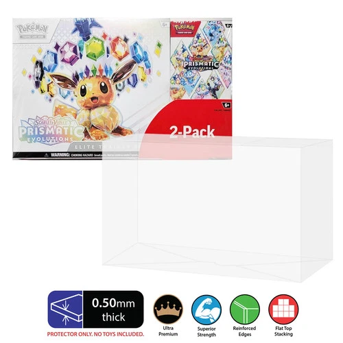 Protector for POKEMON TCG Prismatic Evolutions ETB & Booster 2Pack Costco Bundle