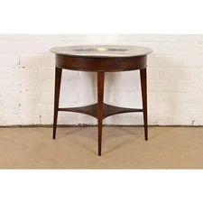 John Widdicomb Modern Regency Drinks Table With Removable Pewter Serving Tray