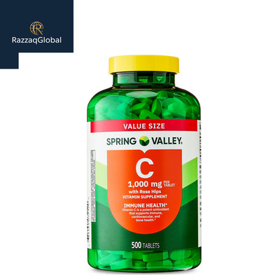 Spring Valley Vitamin C with Rose Hips, 1000 mg, 500 Count, Dietary Supplement