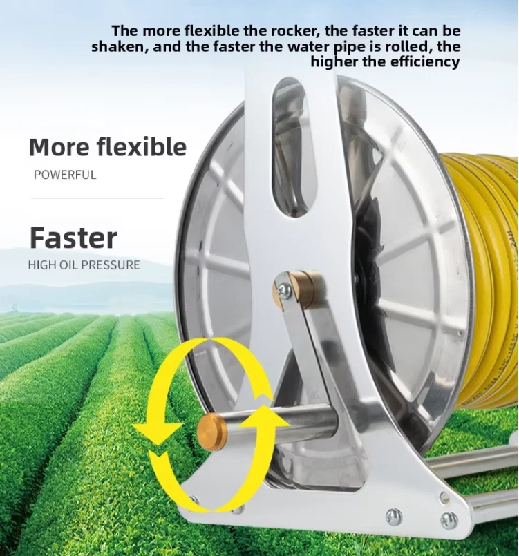 Carretel para mangueira de jardim rack alumínio + aço cesta de água resistente prata externa EUA - Imagem 4 de 4